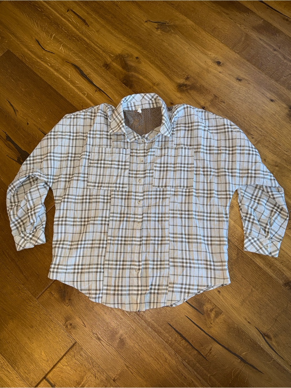Hem & Thread Cream and Brown Plaid Button-Down Shirt - Picture 2 of 6